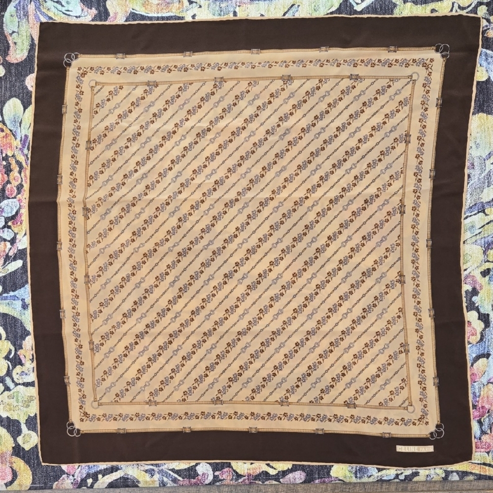 Celine Brown and Cream Geometric Scarf